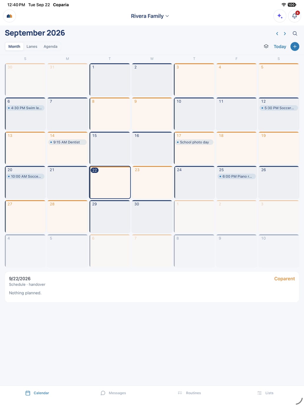 The month on an iPad, the same calendar given the room of the larger screen