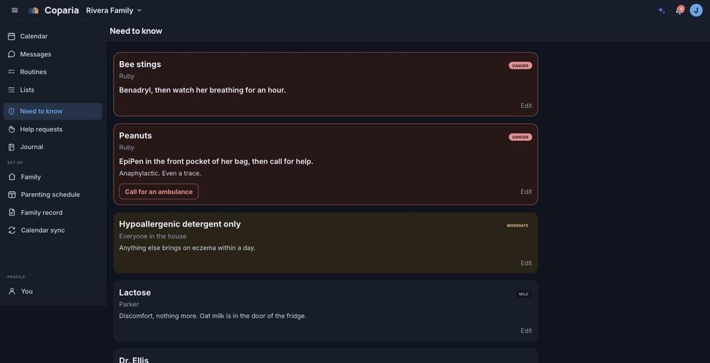 The Need to know card in dark mode, the two dangers still drawn loudest